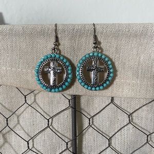 Turquoise cross earrings
